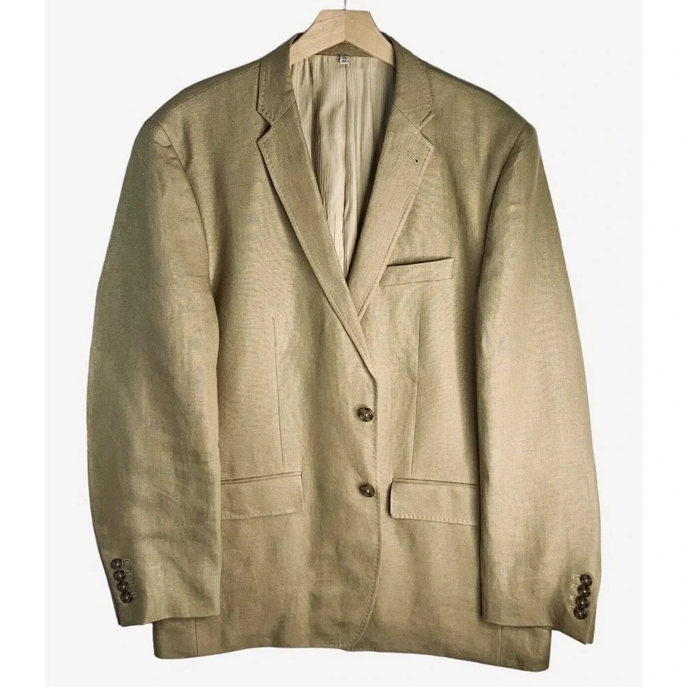 Murano Baird McNutt Linen Sport Coat Mens Size XL Camel Tan Surgeons Cuffs $295 - Picture 2 of 11